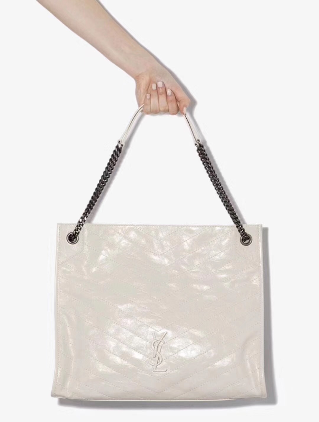 YSL NIKI SHOPPING BAG 33CM 577999奶白色油蜡牛皮