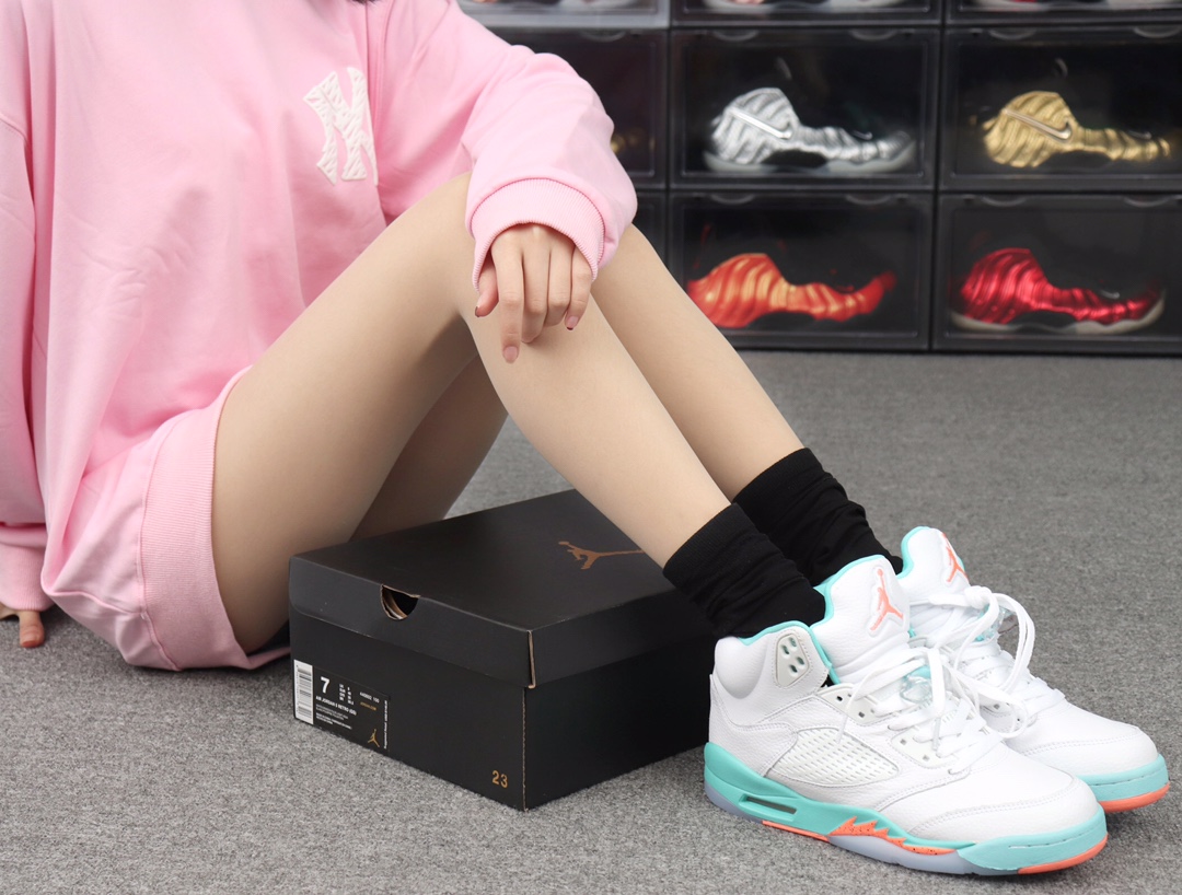 330 Nike Air Jordan 5 440892-100“Light Aqua”白湖蓝 YH版本 3M反光鞋舌AJ5