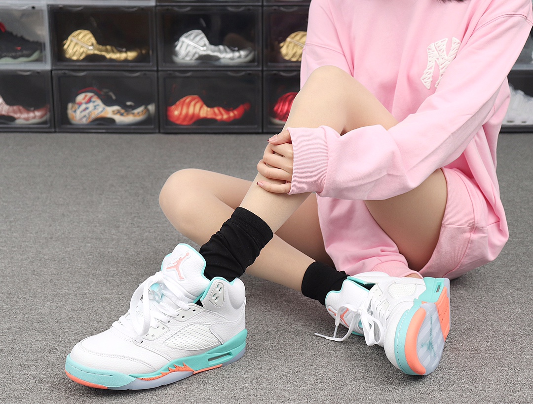 330 Nike Air Jordan 5 440892-100“Light Aqua”白湖蓝 YH版本 3M反光鞋舌AJ5