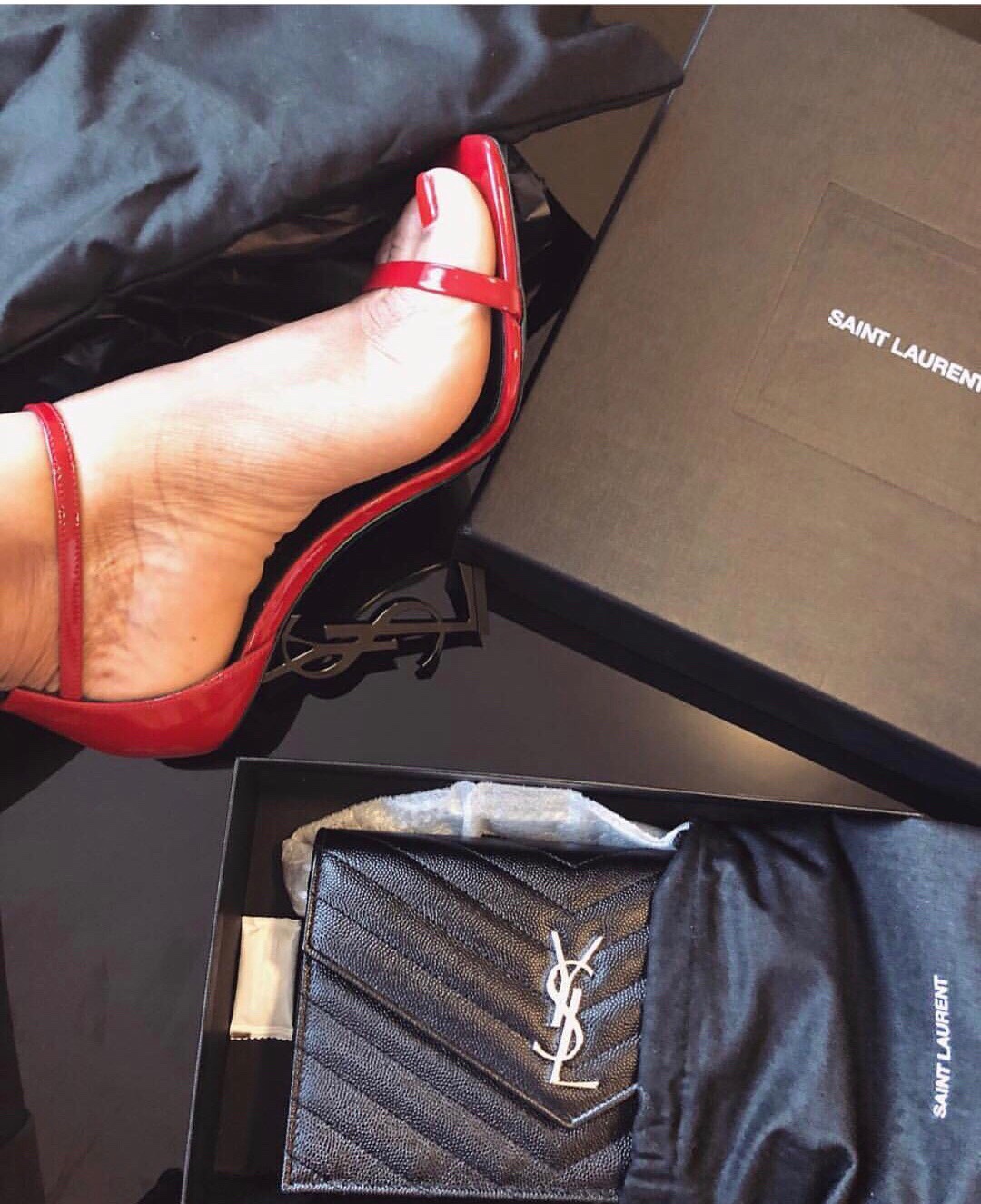 Saint laurent Ysl woc19小号信封包 393953黑色银扣