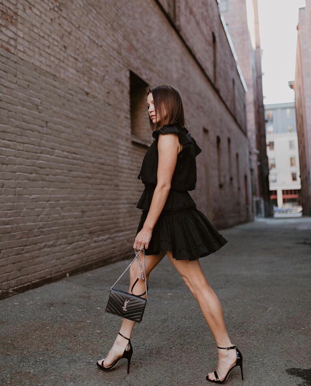 Saint laurent Ysl woc19小号信封包 393953黑色银扣