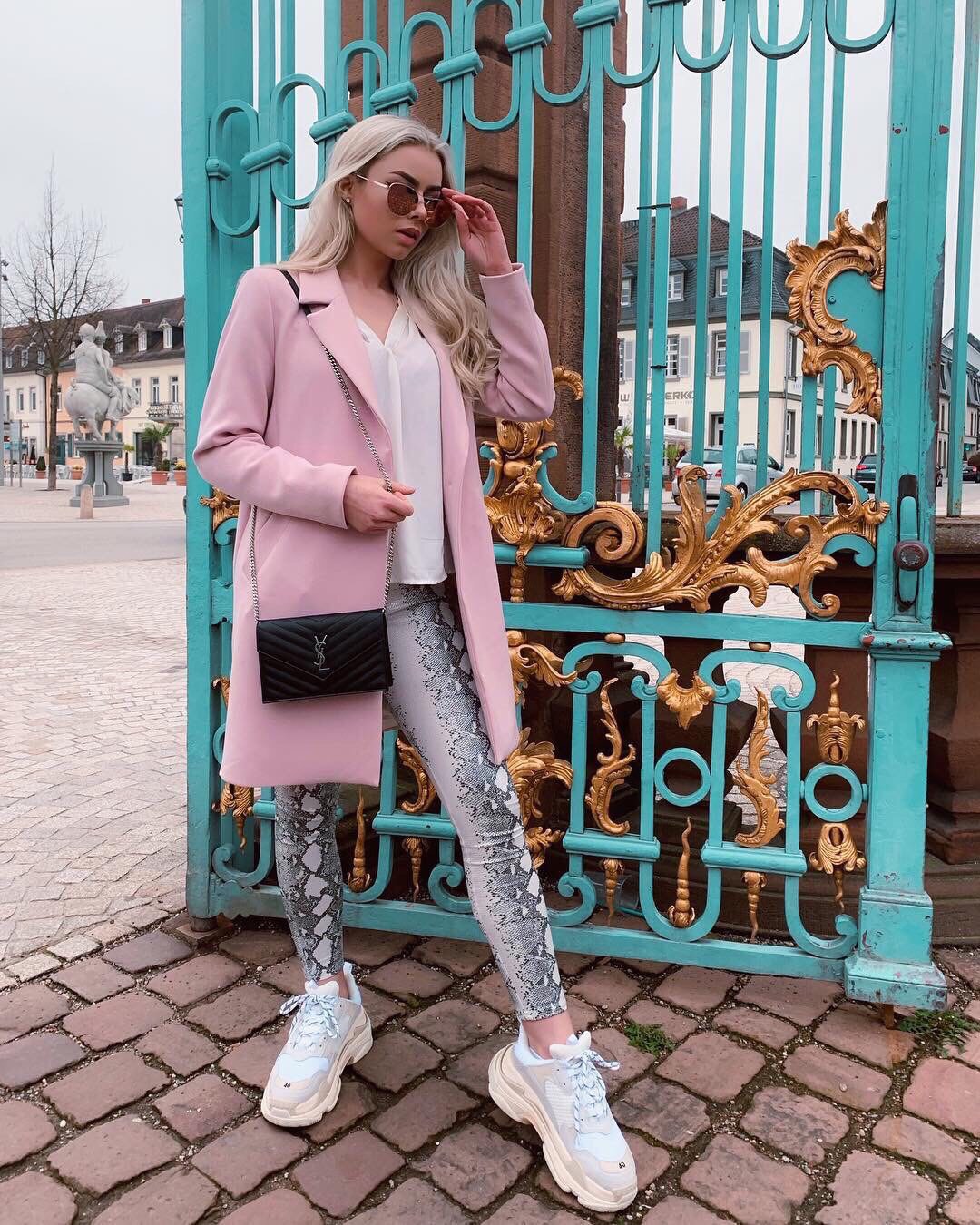 Saint laurent Ysl woc19小号信封包 393953黑色银扣