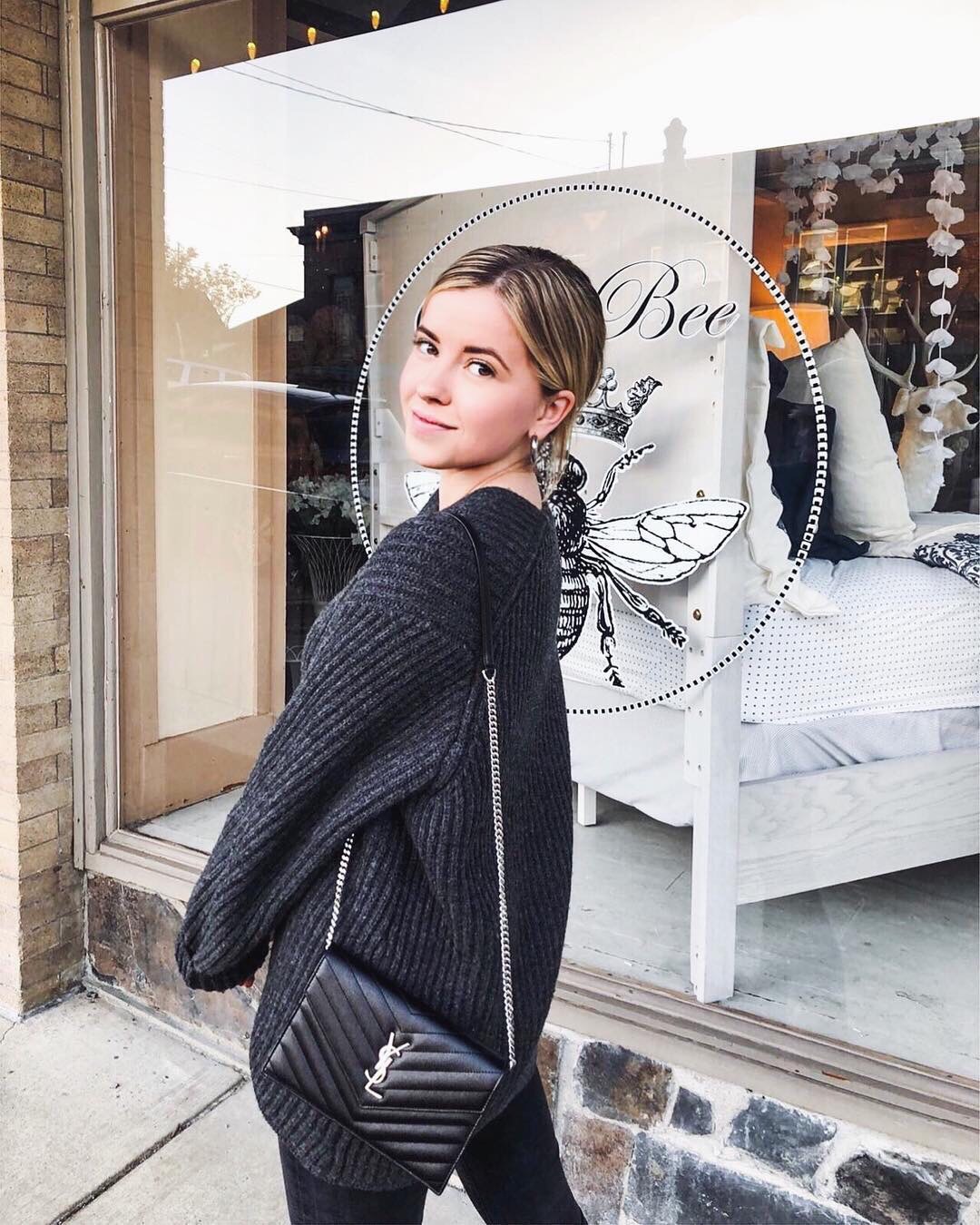 Saint laurent Ysl woc19小号信封包 393953黑色银扣