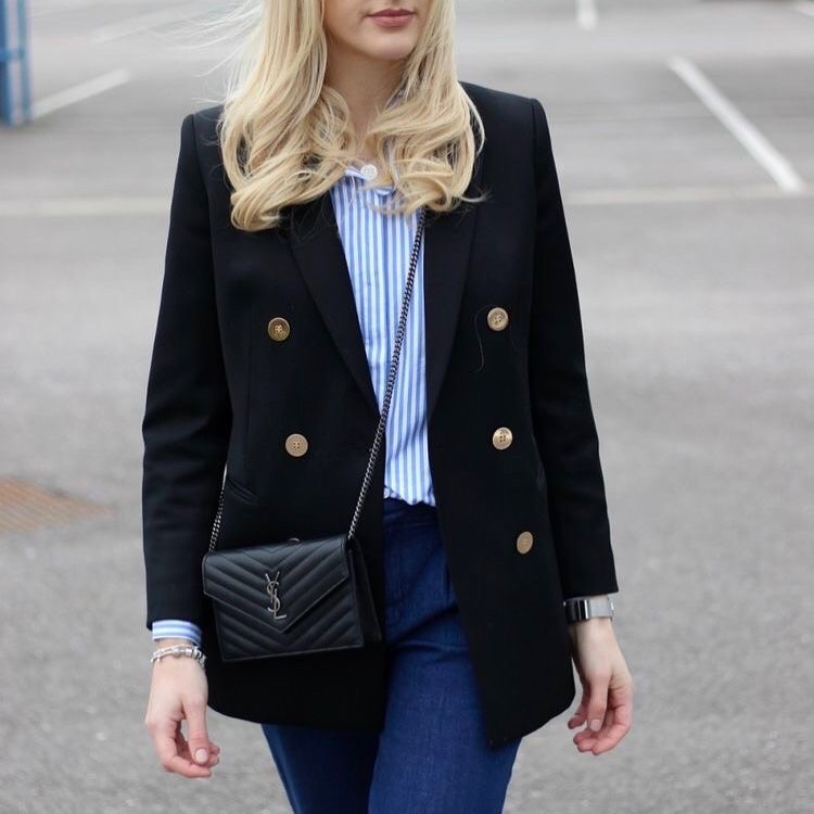 Saint laurent Ysl woc19小号信封包 393953黑色银扣