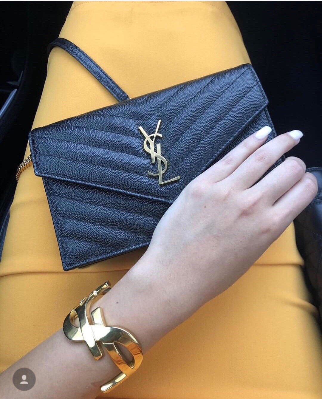 Saint laurent Ysl woc小号信封包 393953黑色金扣