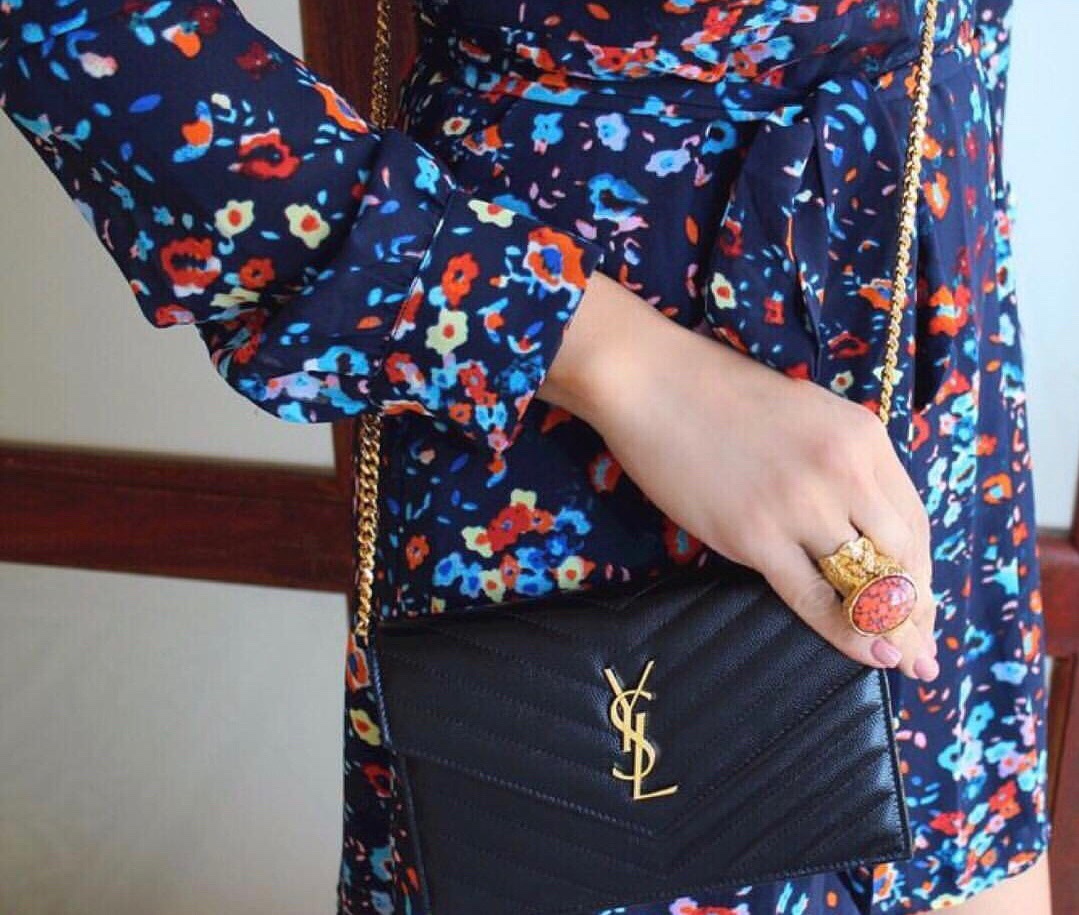 Saint laurent Ysl woc小号信封包 393953黑色金扣