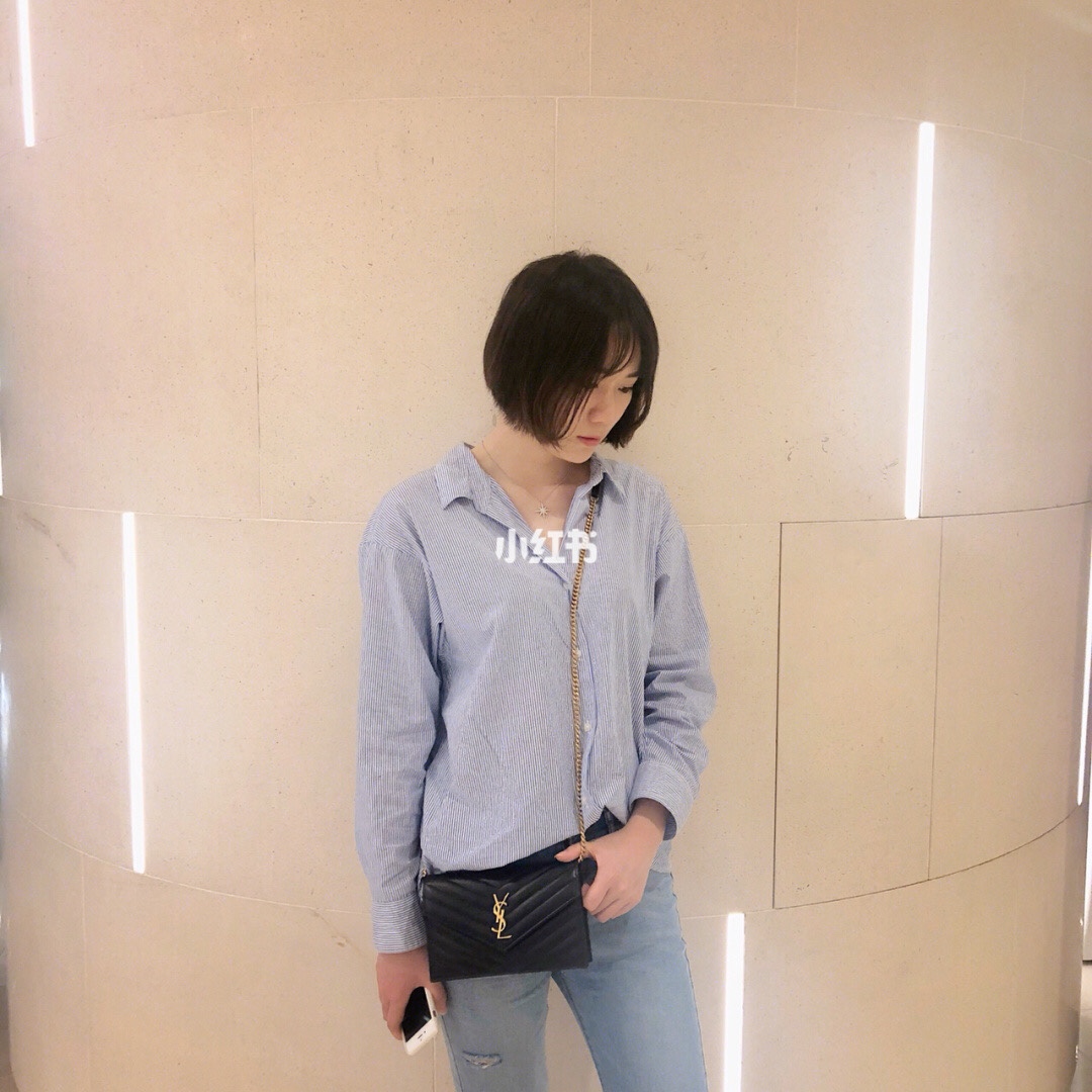 Saint laurent Ysl woc小号信封包 393953黑色金扣