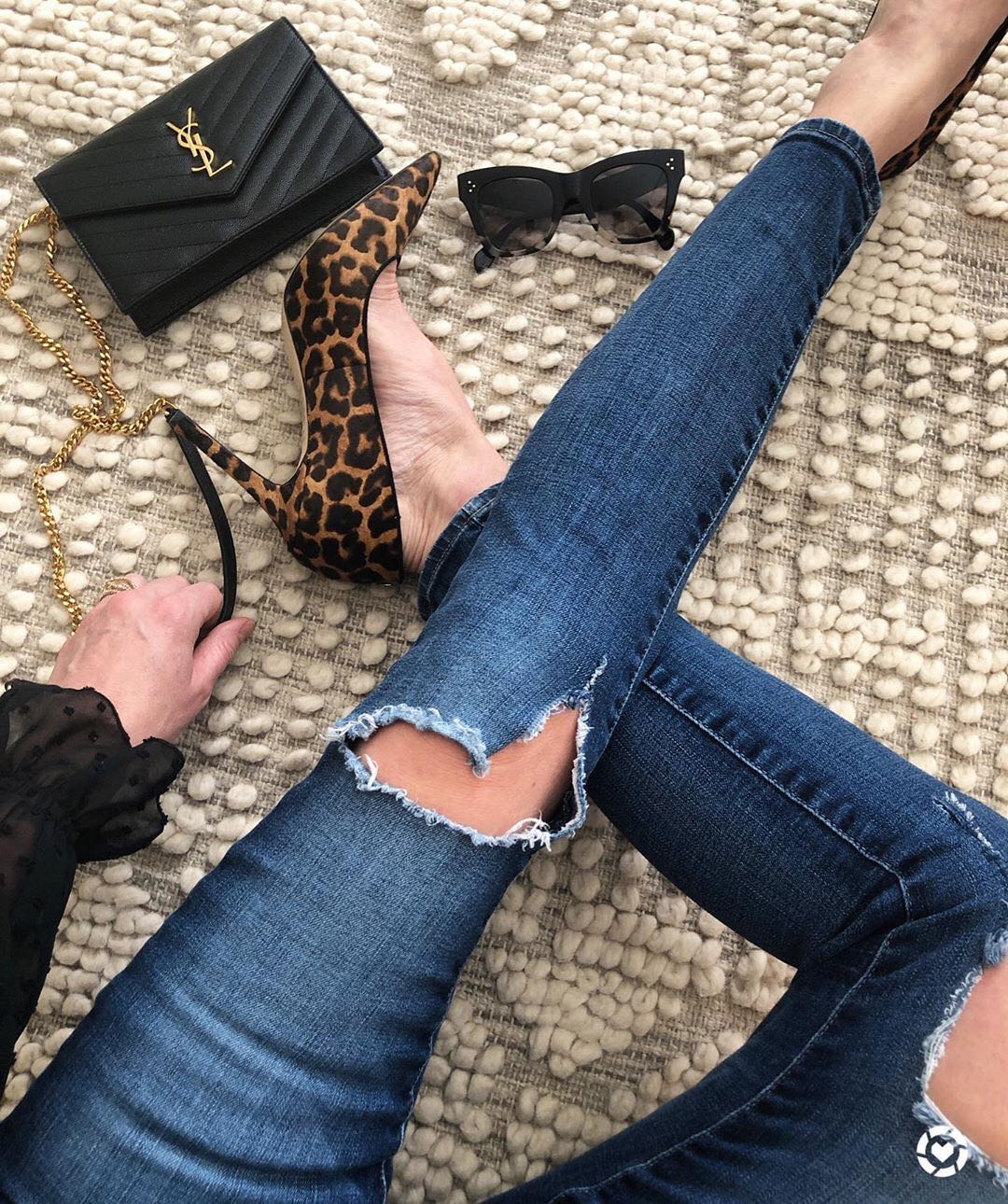 Saint laurent Ysl woc小号信封包 393953黑色金扣