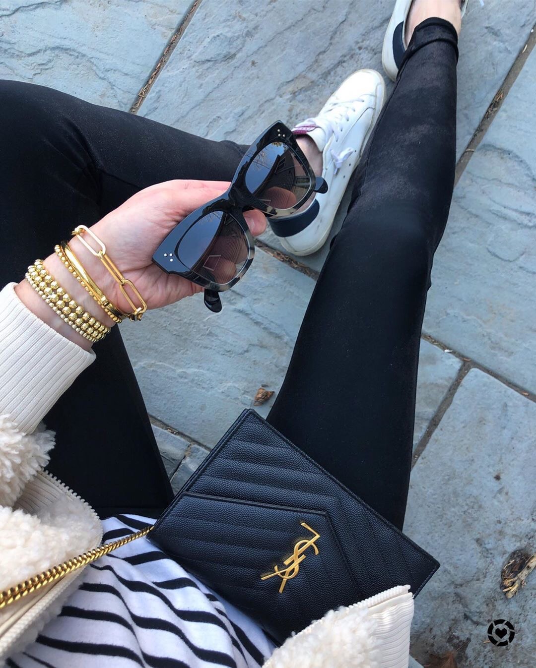 Saint laurent Ysl woc小号信封包 393953黑色金扣