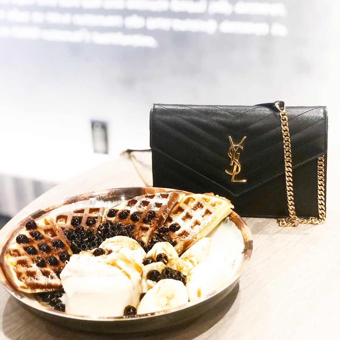 Saint laurent Ysl woc小号信封包 393953黑色金扣