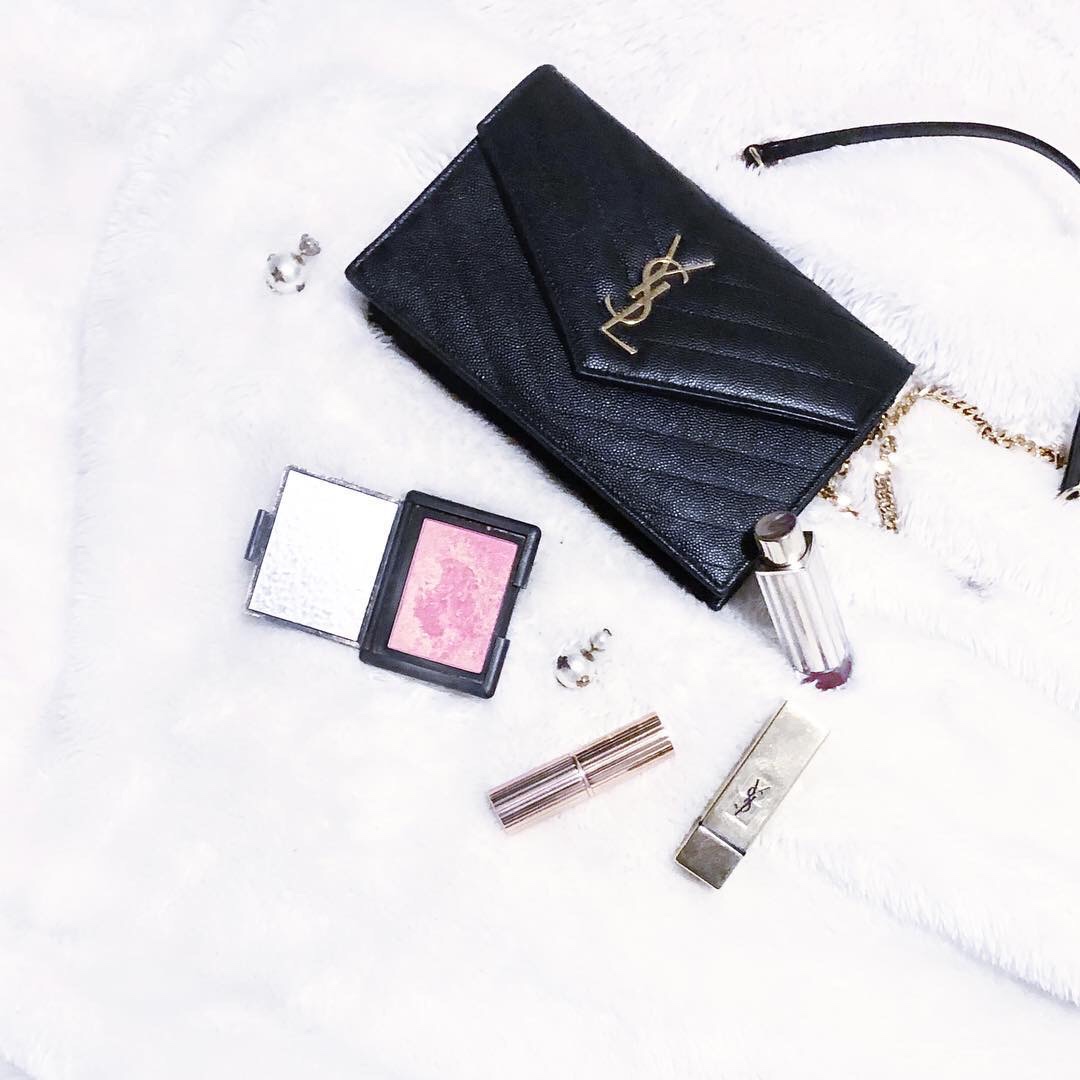 Saint laurent Ysl woc小号信封包 393953黑色金扣