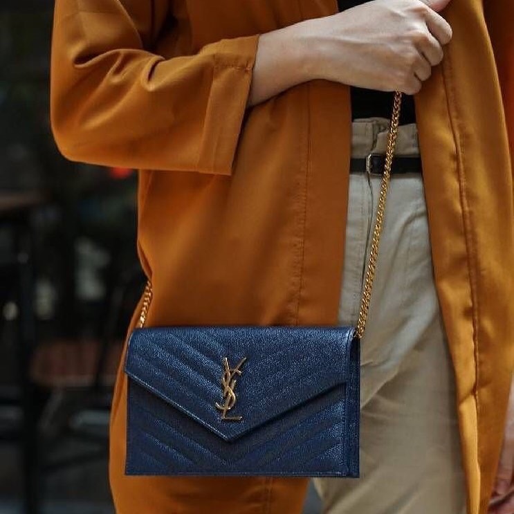 Saint laurent Ysl woc小号信封包 393953黑色金扣