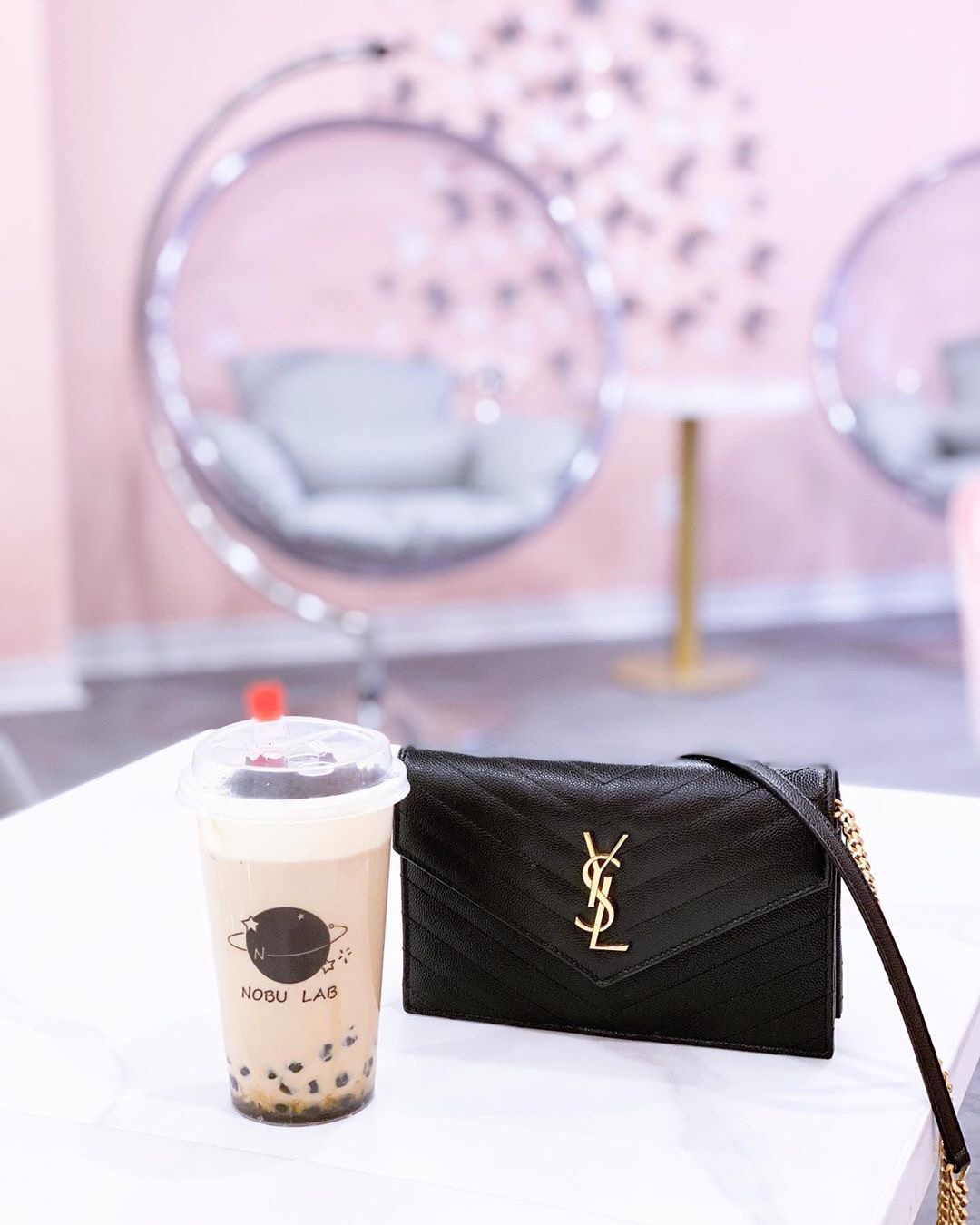 Saint laurent Ysl woc小号信封包 393953黑色金扣
