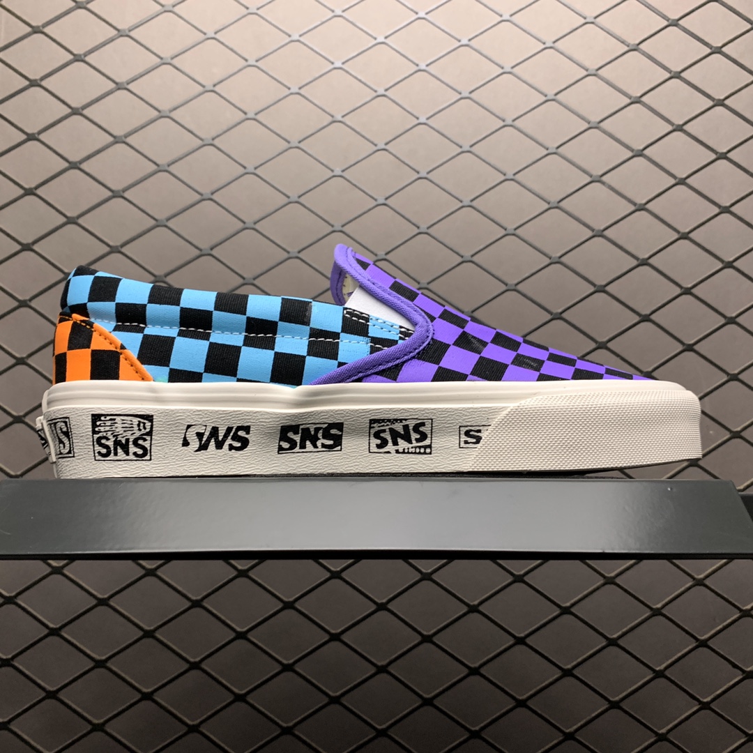 150 Vans 万斯 Slip-On 棋盘格涂鸦 硫化低帮懒人一脚蹬休闲板鞋