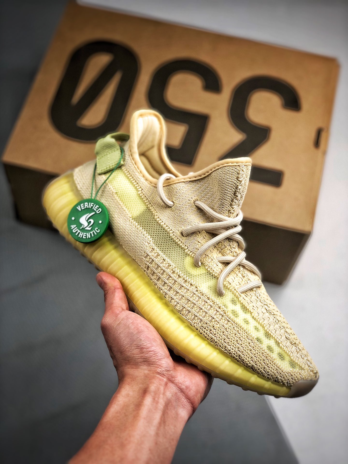 Apoyo contra reembolso, suministro especial del canal S2, versión exclusiva original pura verificable Yeezy 350V2 "Flax…