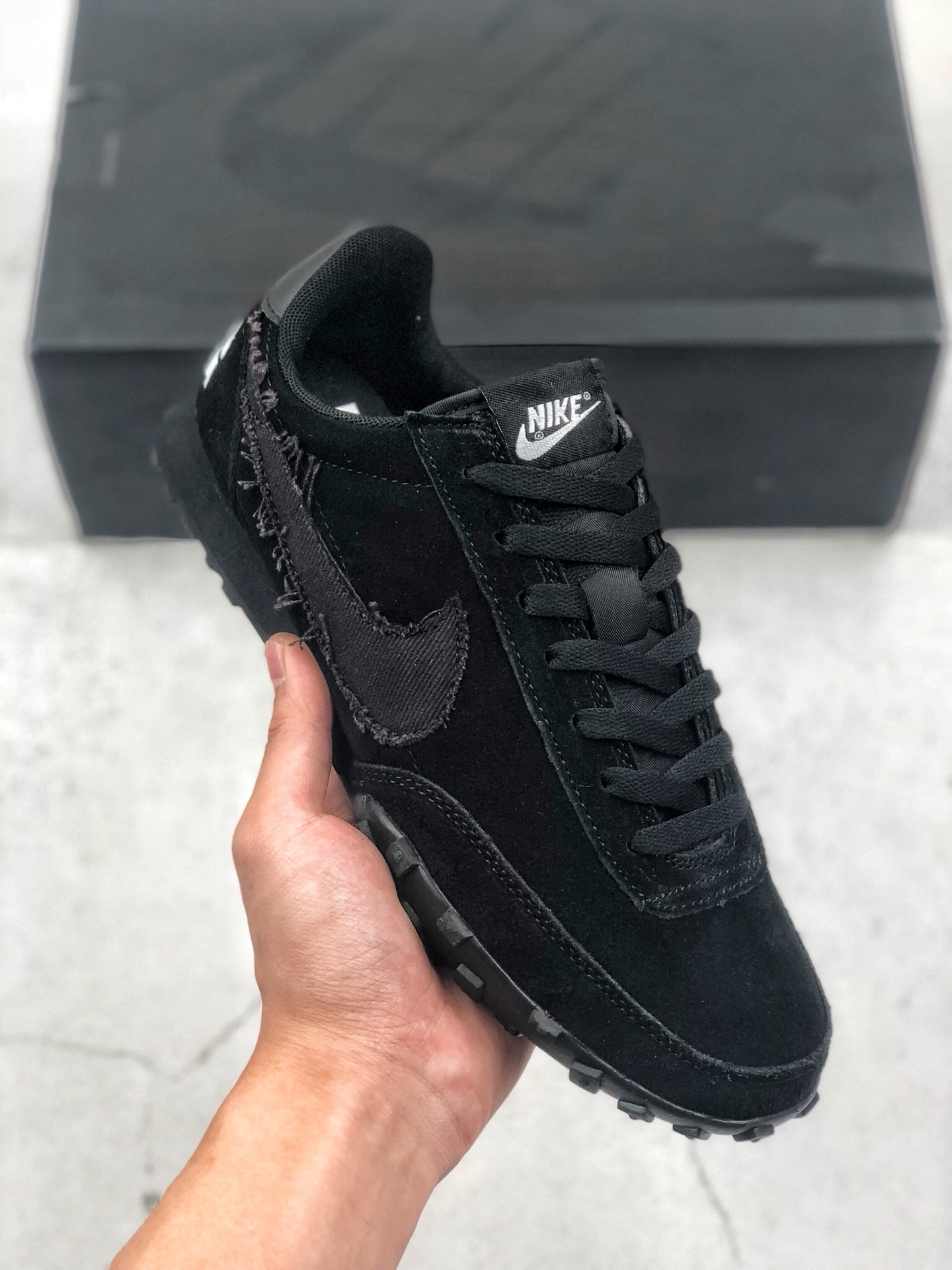170 NIKE WAFFLE RACER 2 x CDG BLACK 麂皮小黑鞋 华夫饼干鞋底复古慢跑步鞋 CU9080-002