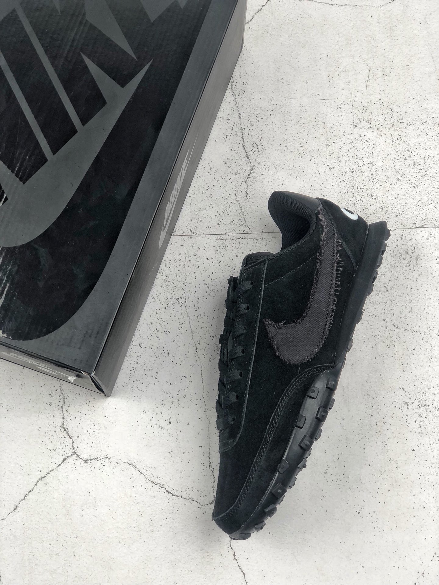 170 NIKE WAFFLE RACER 2 x CDG BLACK 麂皮小黑鞋 华夫饼干鞋底复古慢跑步鞋 CU9080-002