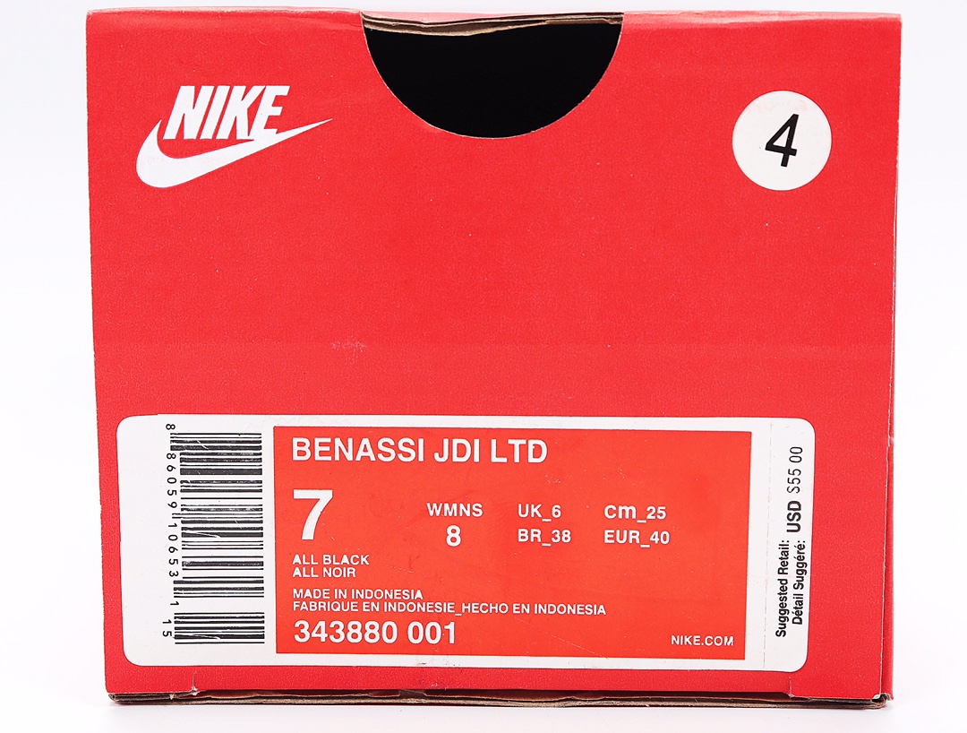 70 Nike Benassi JDI LTD 耐克一字拖 343880-001 全黑 Just do it GD权志龙同款夏季沙滩软底凉拖