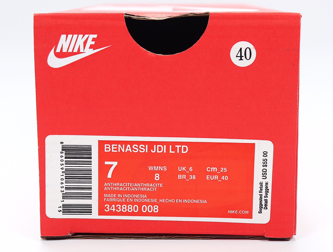 70 Nike Benassi JDI LTD 耐克一字拖 343880-008 黑底 黑红拼接 黑勾 GD权志龙同款夏季沙滩软底凉拖