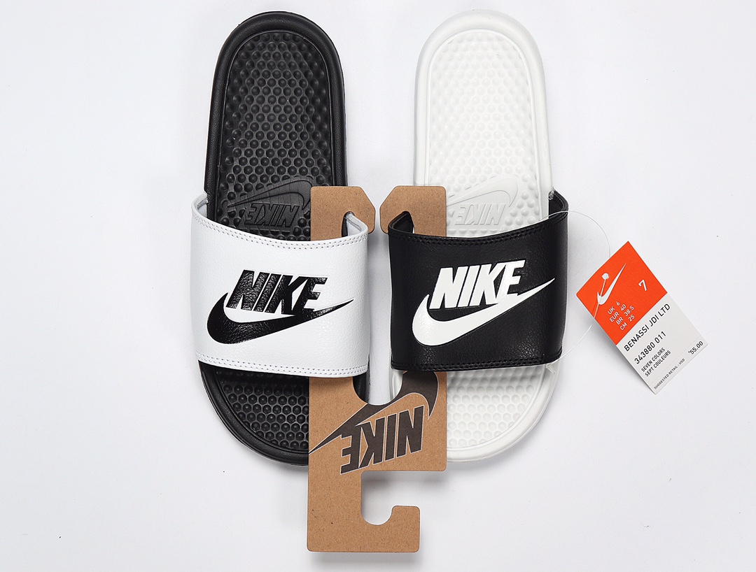 70 Nike Benassi JDI LTD 耐克一字拖 343880-011 黑白鸳鸯 GD权志龙同款夏季沙滩软底凉拖