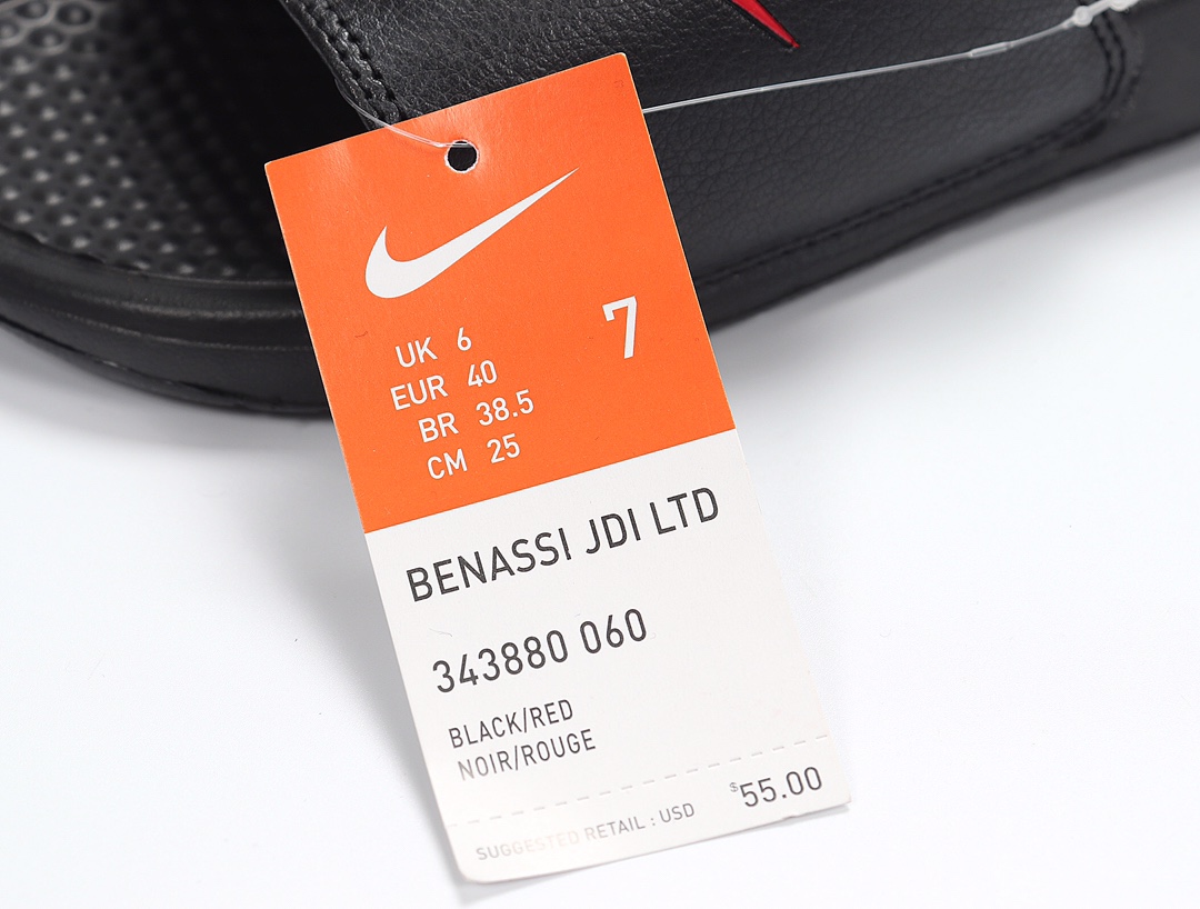 70 Nike Benassi JDI LTD 耐克一字拖 343880-060 黑红 GD权志龙同款夏季沙滩软底凉拖