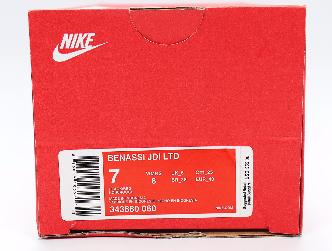 70 Nike Benassi JDI LTD 耐克一字拖 343880-060 黑红 GD权志龙同款夏季沙滩软底凉拖