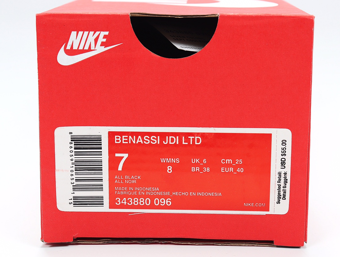 70 Nike Benassi JDI LTD 耐克一字拖 343880-090 黑白 Just do it GD权志龙同款夏季沙滩软底凉拖