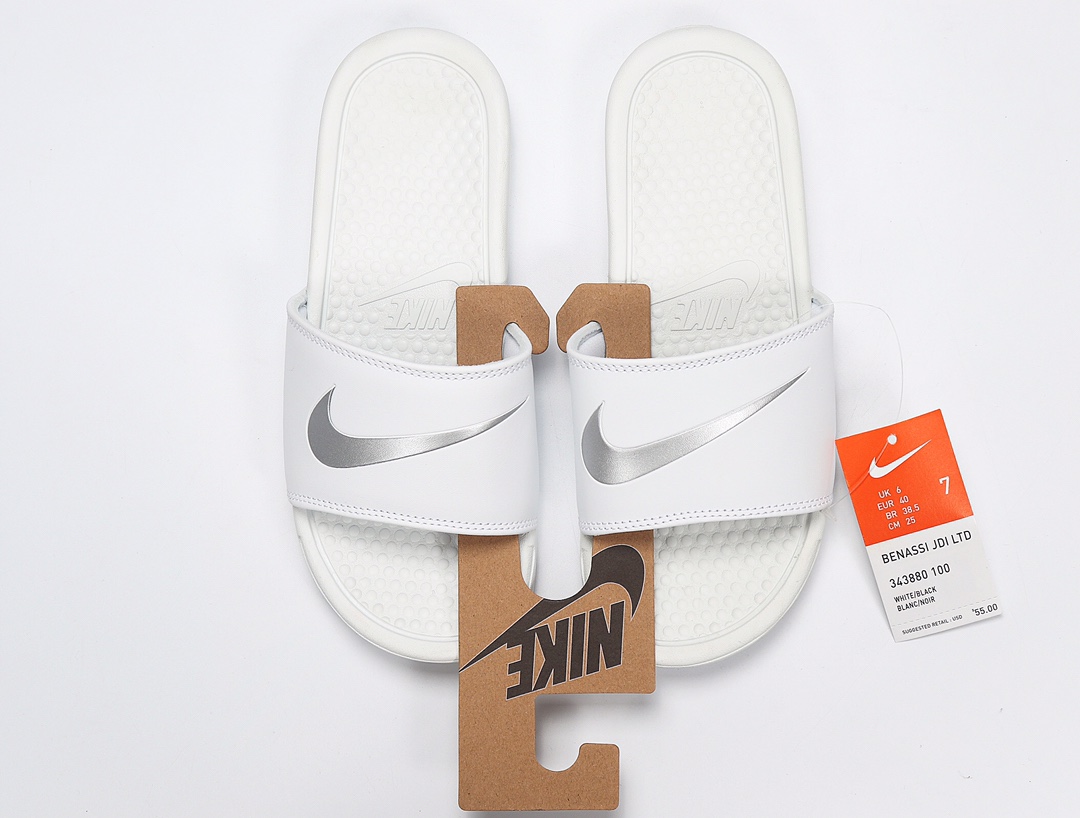 70 Nike Benassi JDI LTD 耐克一字拖 343880-100 白银 GD权志龙同款夏季沙滩软底凉拖