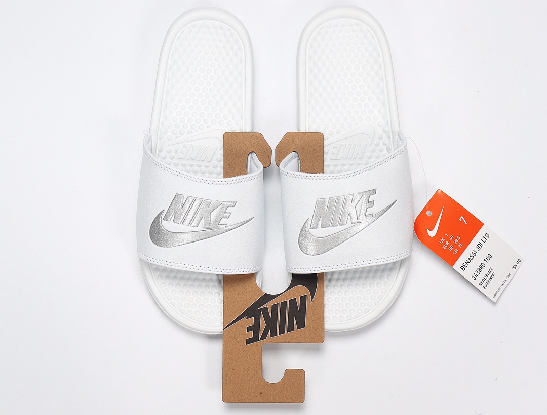 70 Nike Benassi JDI LTD 耐克一字拖 343880-100 全白银勾 GD权志龙同款夏季沙滩软底凉拖