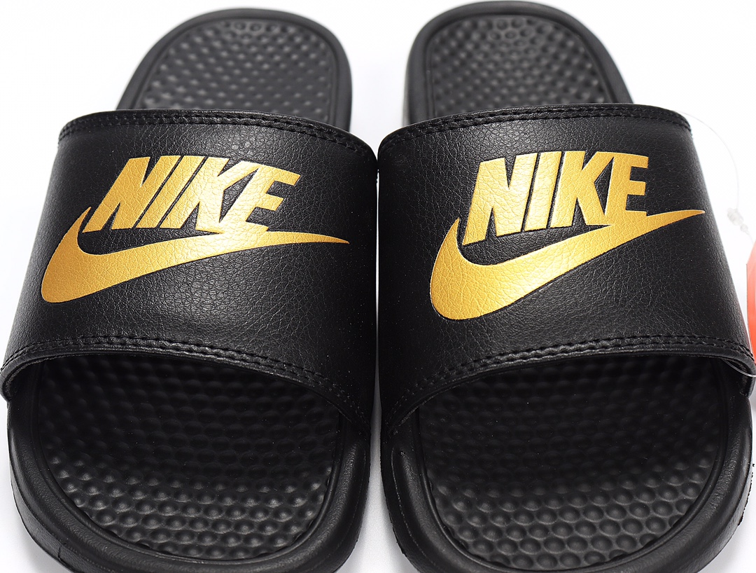 70 Nike Benassi JDI LTD 耐克一字拖 343880-392 黑 金勾 GD权志龙同款夏季沙滩软底凉拖