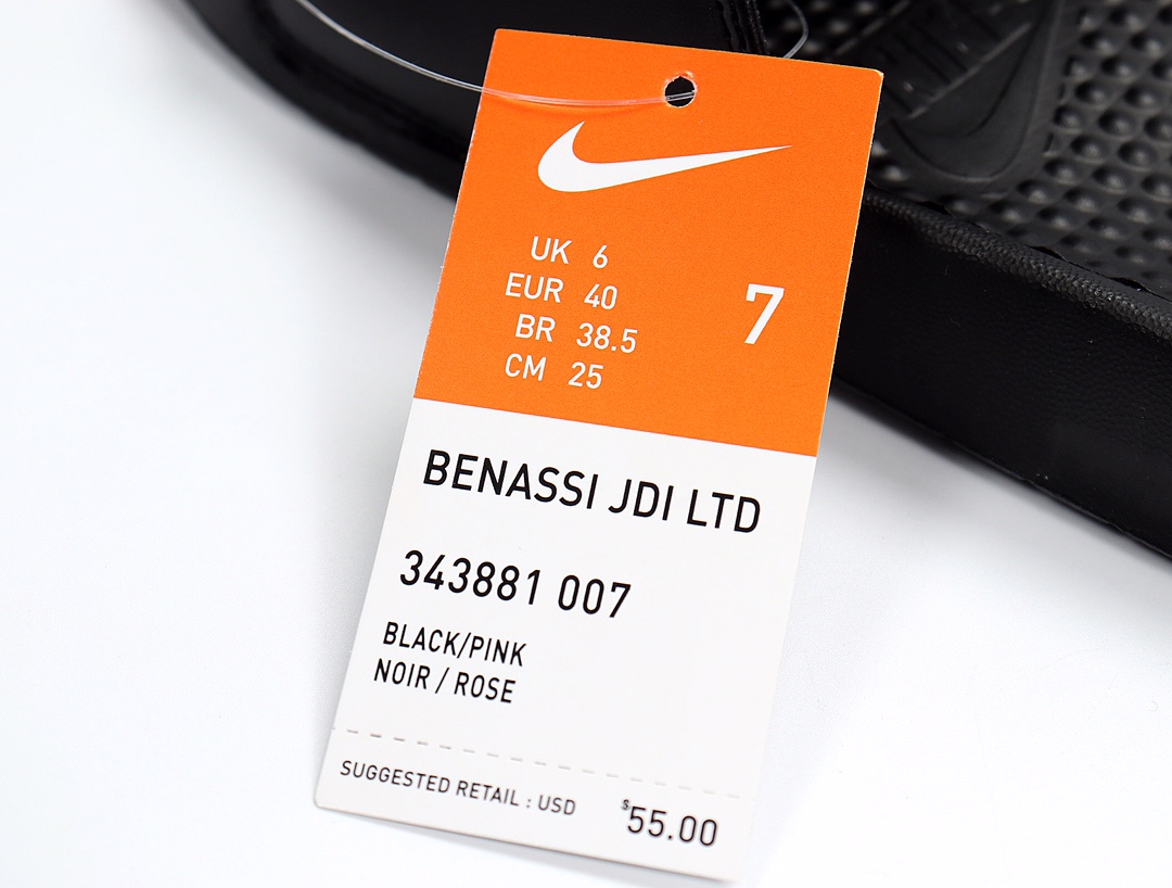 70 Nike Benassi JDI LTD 耐克一字拖 343881-007 黑 粉勾 GD权志龙同款夏季沙滩软底凉拖 小红书代购平台专供