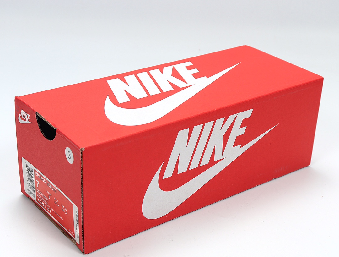 70 Nike Benassi JDI LTD 耐克一字拖 343881-104 白底 黑白拼接 银勾 GD权志龙同款夏季沙滩软底凉拖 小红书代购