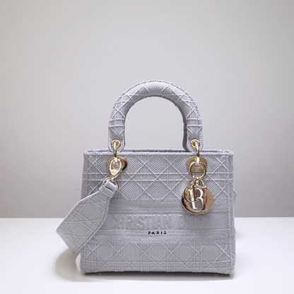 Dior Bags Handbags Gold Grey Stone Gray Embroidery Lady