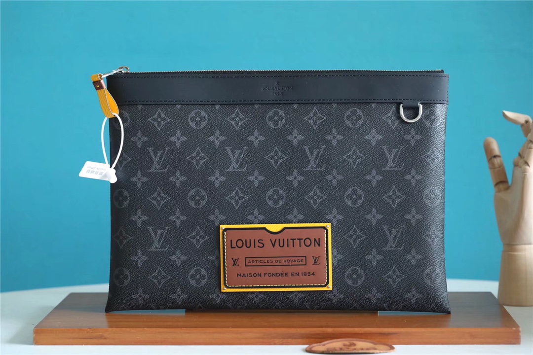 Louis Vuitton LV Discovery Bags Handbags Black Brown Men Monogram Eclipse Pochette M69256