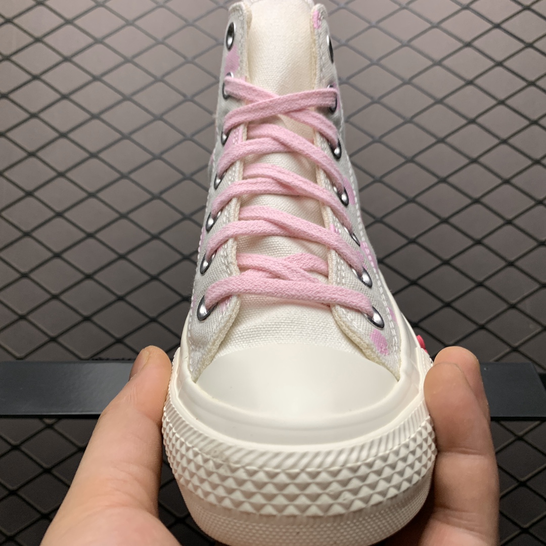 150 Converse 匡威 All-star Lift OX白粉 花小 女子高帮帆布休闲鞋