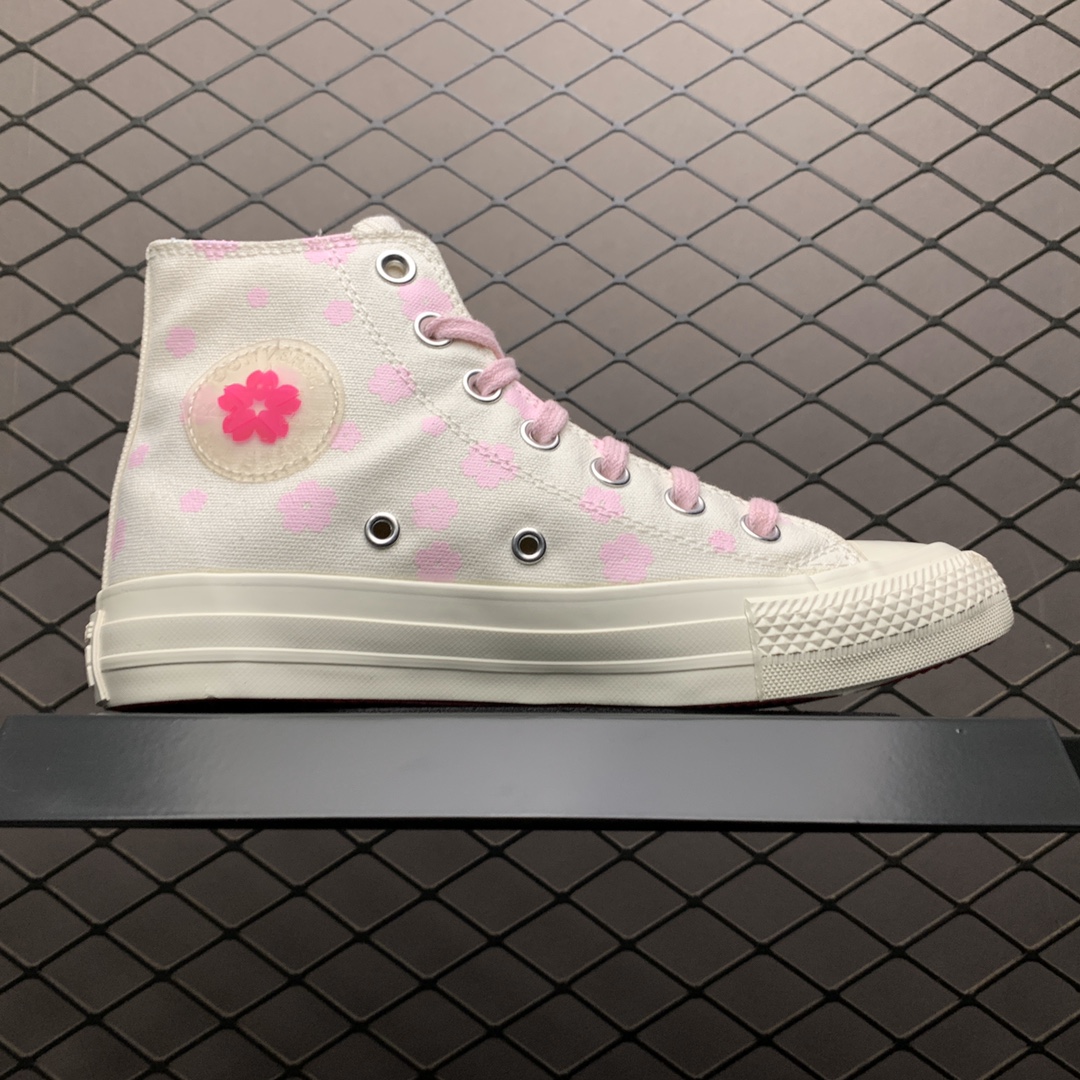 150 Converse 匡威 All-star Lift OX白粉 花小 女子高帮帆布休闲鞋