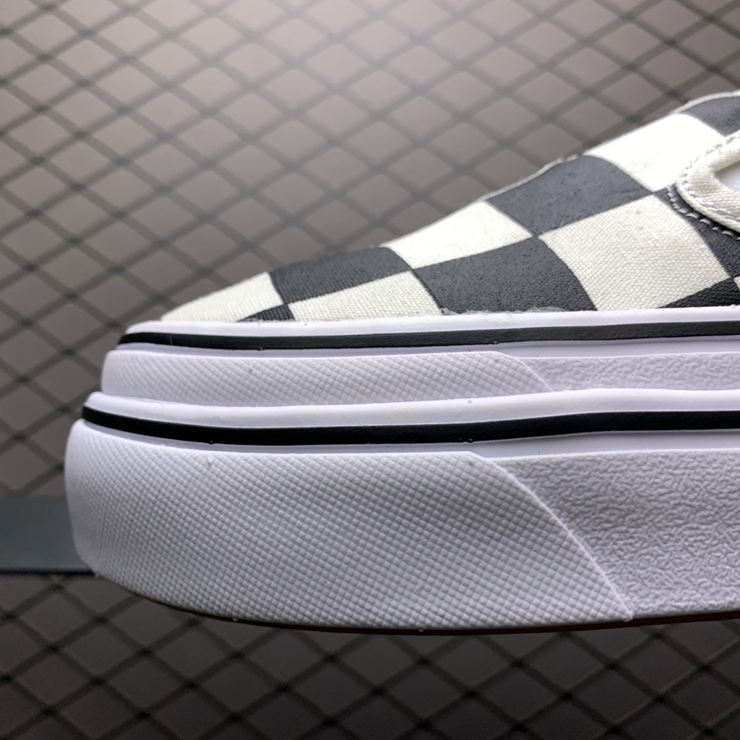 170 Vans 万斯 Slip-On 棋盘格 厚底增高 轻量化低帮懒人一脚蹬休闲板鞋