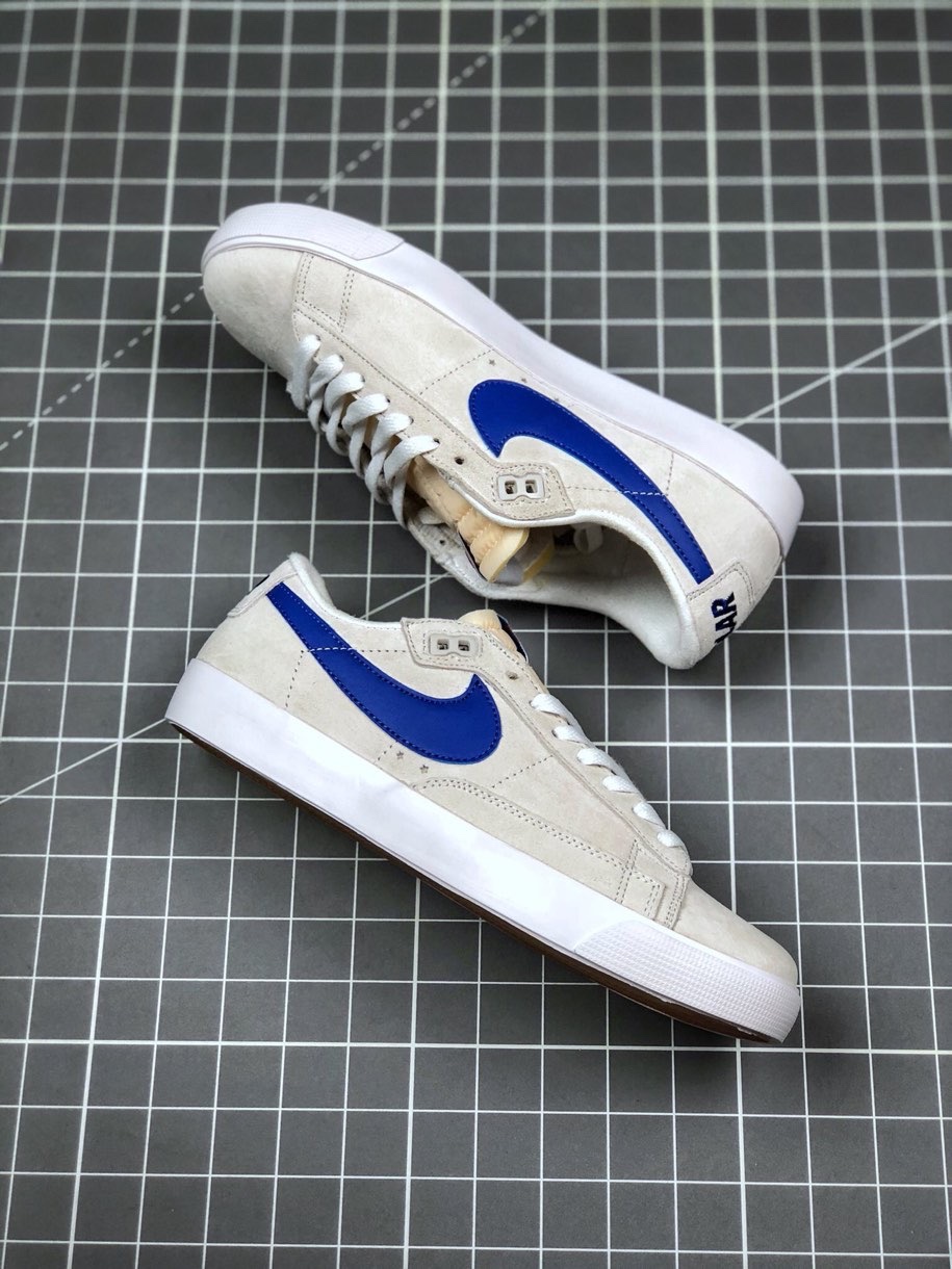 130真标半码 耐克/NIKE SB ZOOM BLAZER LOW GT黑白麂皮 休闲滑板鞋 货号：704939