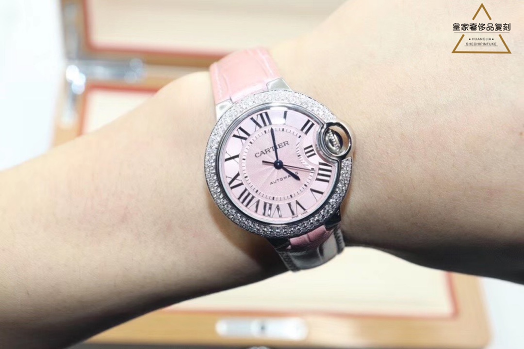 Cartier 卡地亚蓝气球系列33尺寸粉红色女款腕表