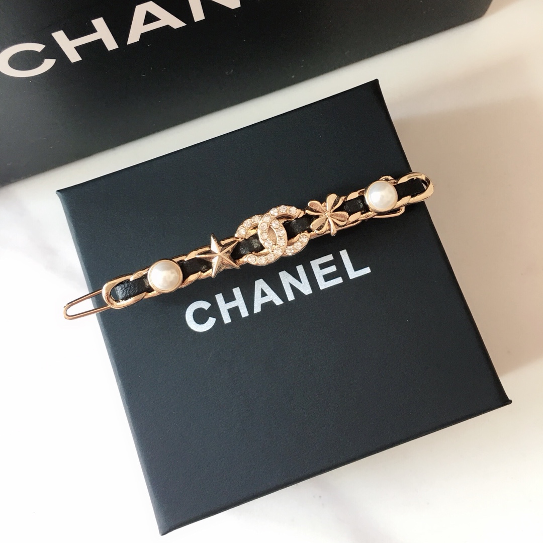 NO:103986,Little Fragrant Five-pointed Star Triple Leaf Hairpins Brass Material, Chanel Hairpins19860909小香五角星三叶草穿皮发夹 黄铜材质,香奈儿发夹,chanel,hairpins,Jewelry