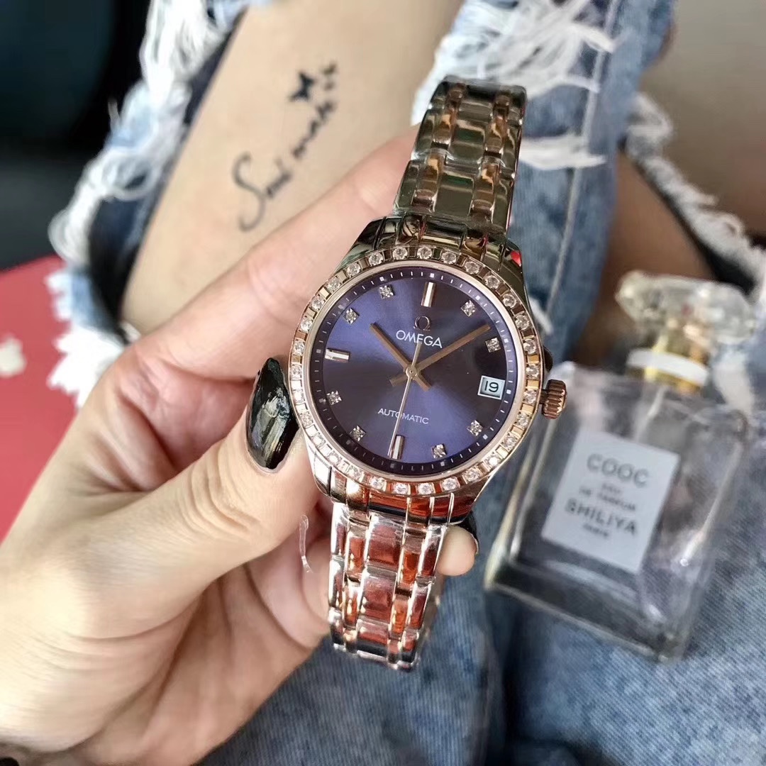 Omega 最新机械女款欧米茄 优雅美艺 养眼吸睛 壳体与表带采用316L精钢材质打造而成
