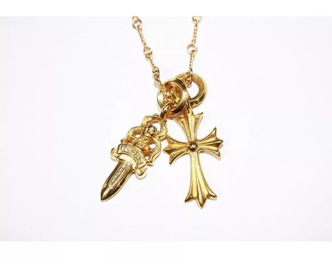 Chrome Hearts Chrome hearts 克罗心22k金圆环十字项链