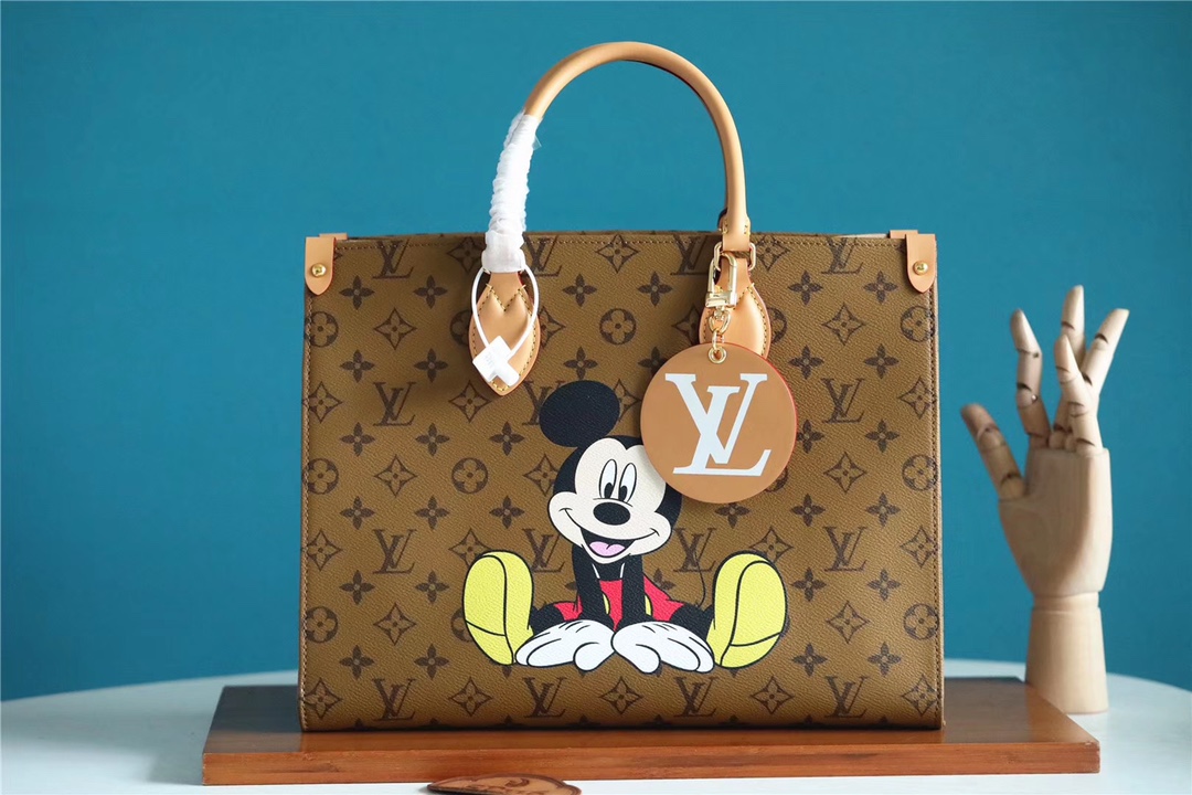 Louis Vuitton LV Onthego Handbags Tote Bags Yellow Printing Monogram Reverse Mini M45039