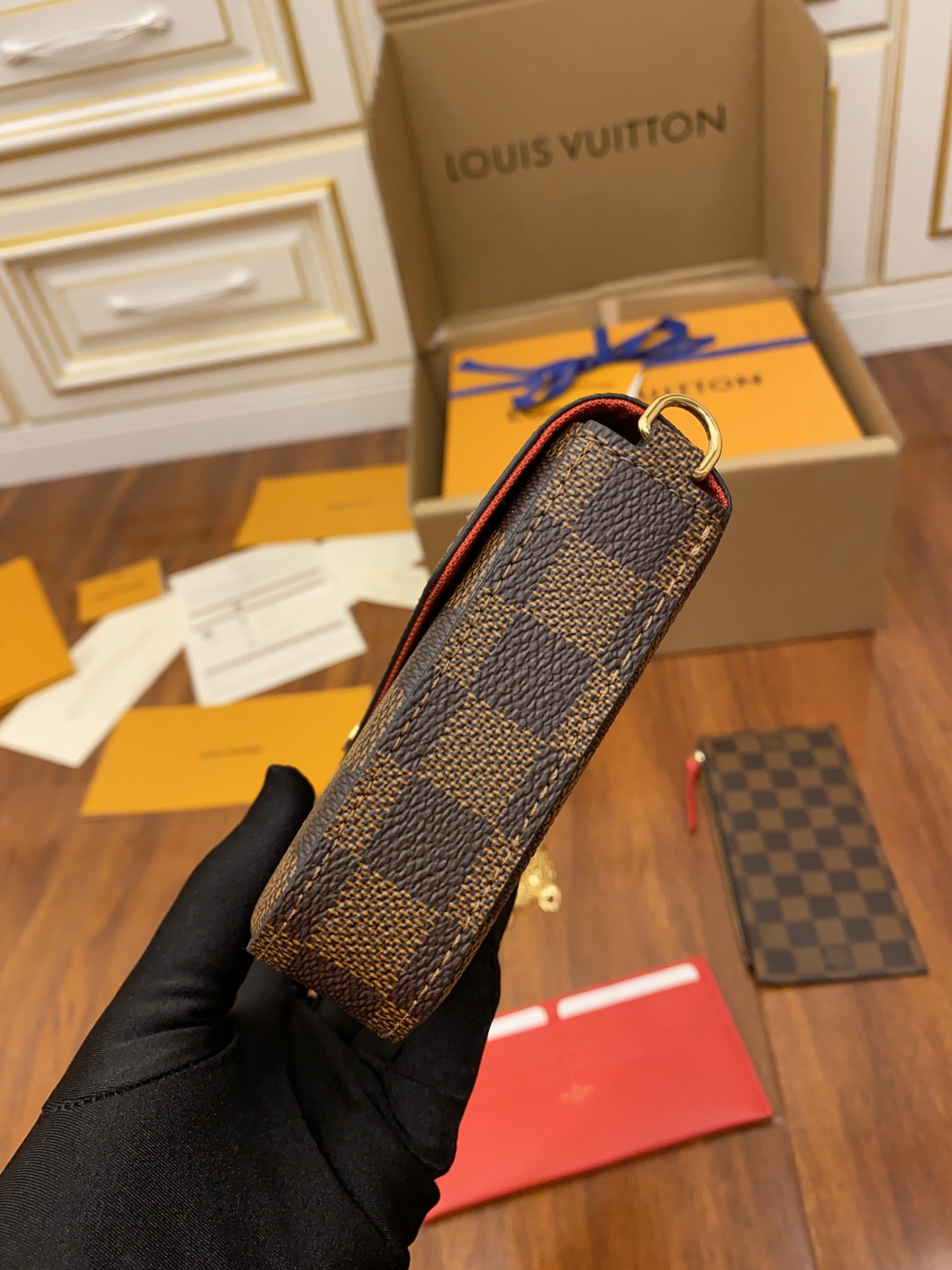 Louis Vuitton LV Félicie棋盘格三合一链条包 N63032