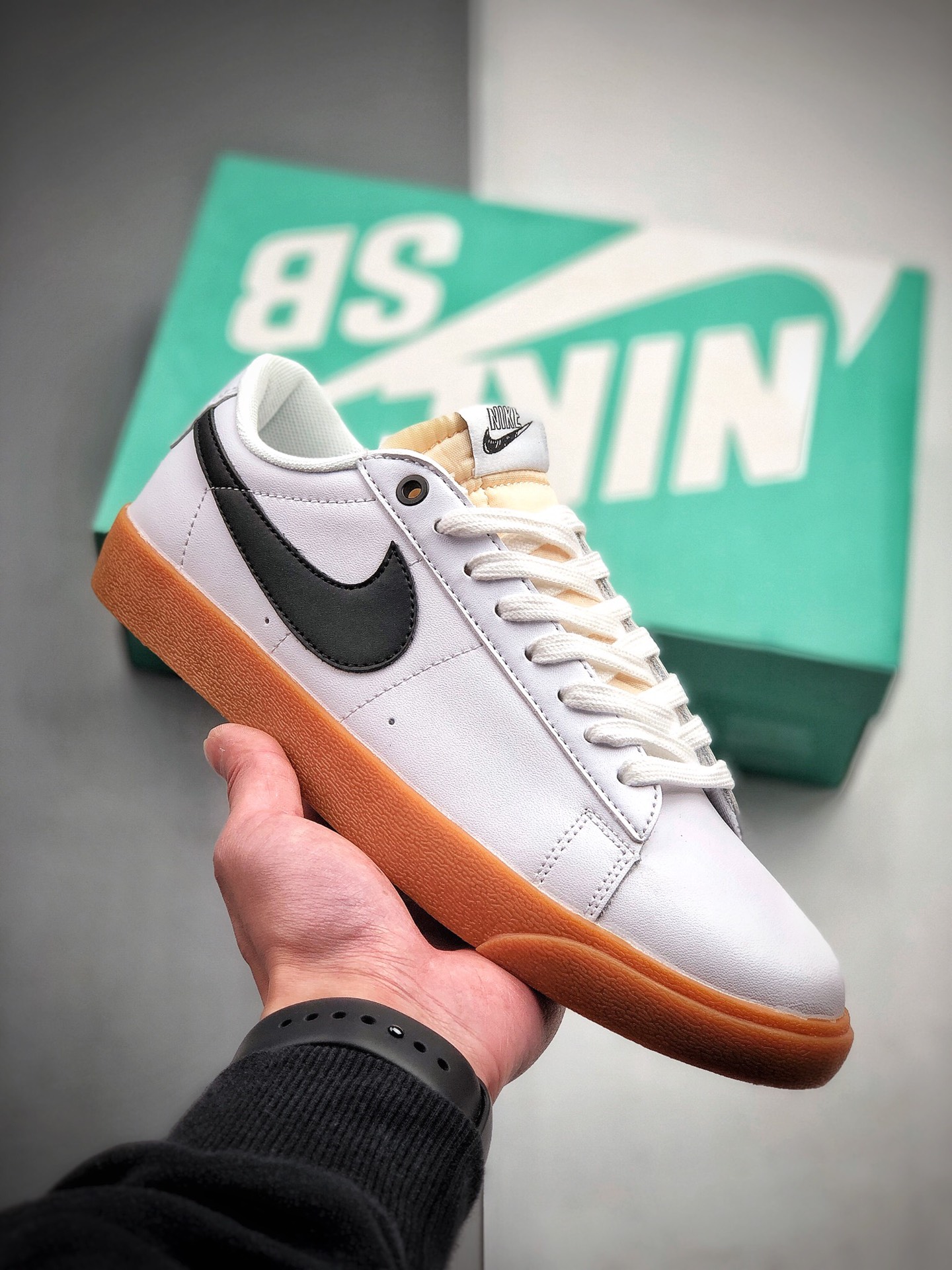 150 耐克Nike SB Blazer Canvas Low Premium”Black/White”木屑纹花鞋底复古经典低帮开拓者休闲运动板鞋 白棕 BQ4808-101