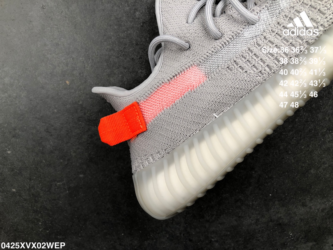 240   阿迪达斯 真标真爆 椰子350V2 YEEZY BOOST 350 3M反光 透明蕾丝LOGO  巴斯夫爆米花减震中底  运动休闲鞋