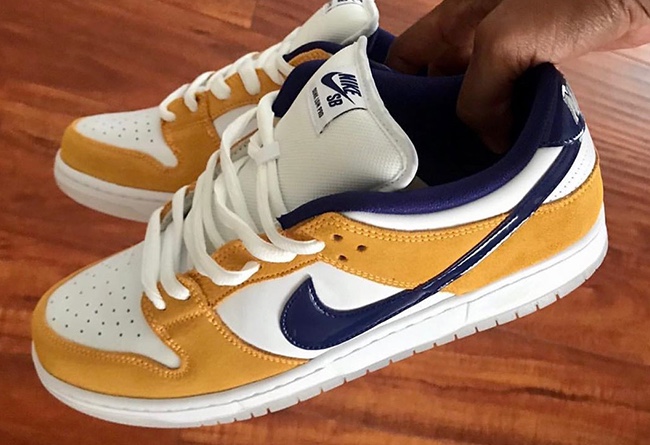 150 真标半码 耐克Nike SB Dunk Low “Laser Orange”湖人配色Nike在今年发布了多款SB Dunk Low的配色