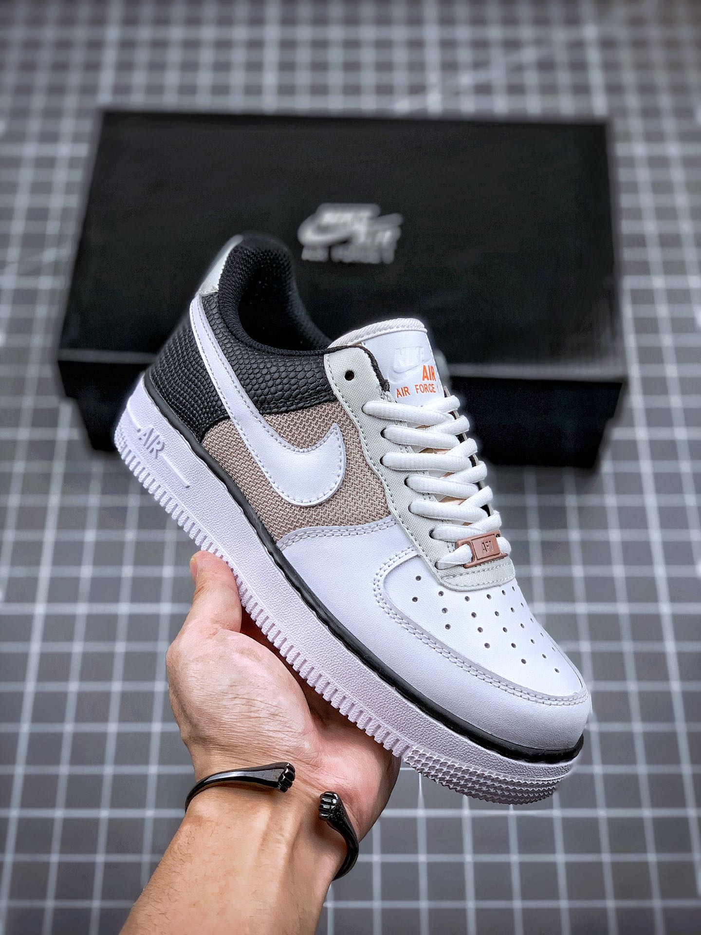 220 Air Force 1 '07 ”Vast Grey/Sail-Black” “拼色白金银黑 灰橙 网”CT3434-001