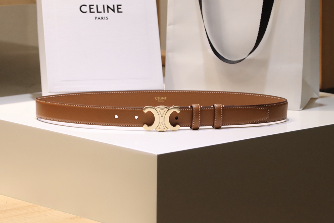 Celine Zeline Spring Belt: Original Design, Gold Buttons, Italian Calves, 2.5 Width. - 图片 1
