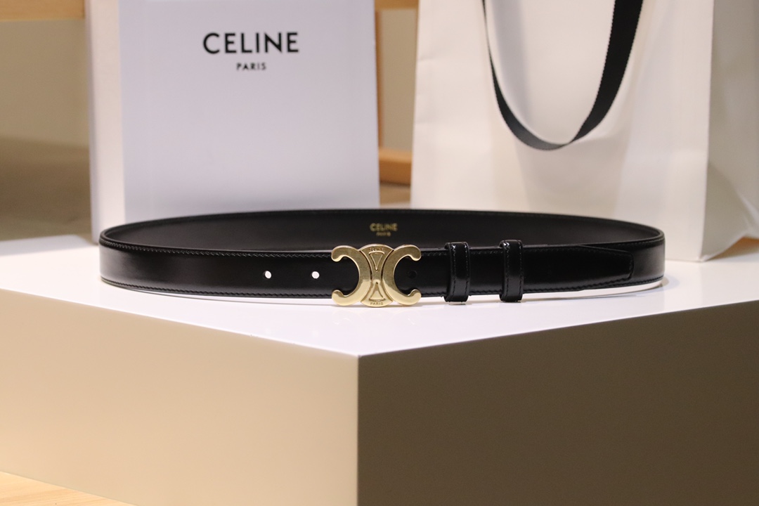 Celine Zeline Spring Belt: Original Design with Gold Buttons, Italian Calves for Comfort. - 图片 1